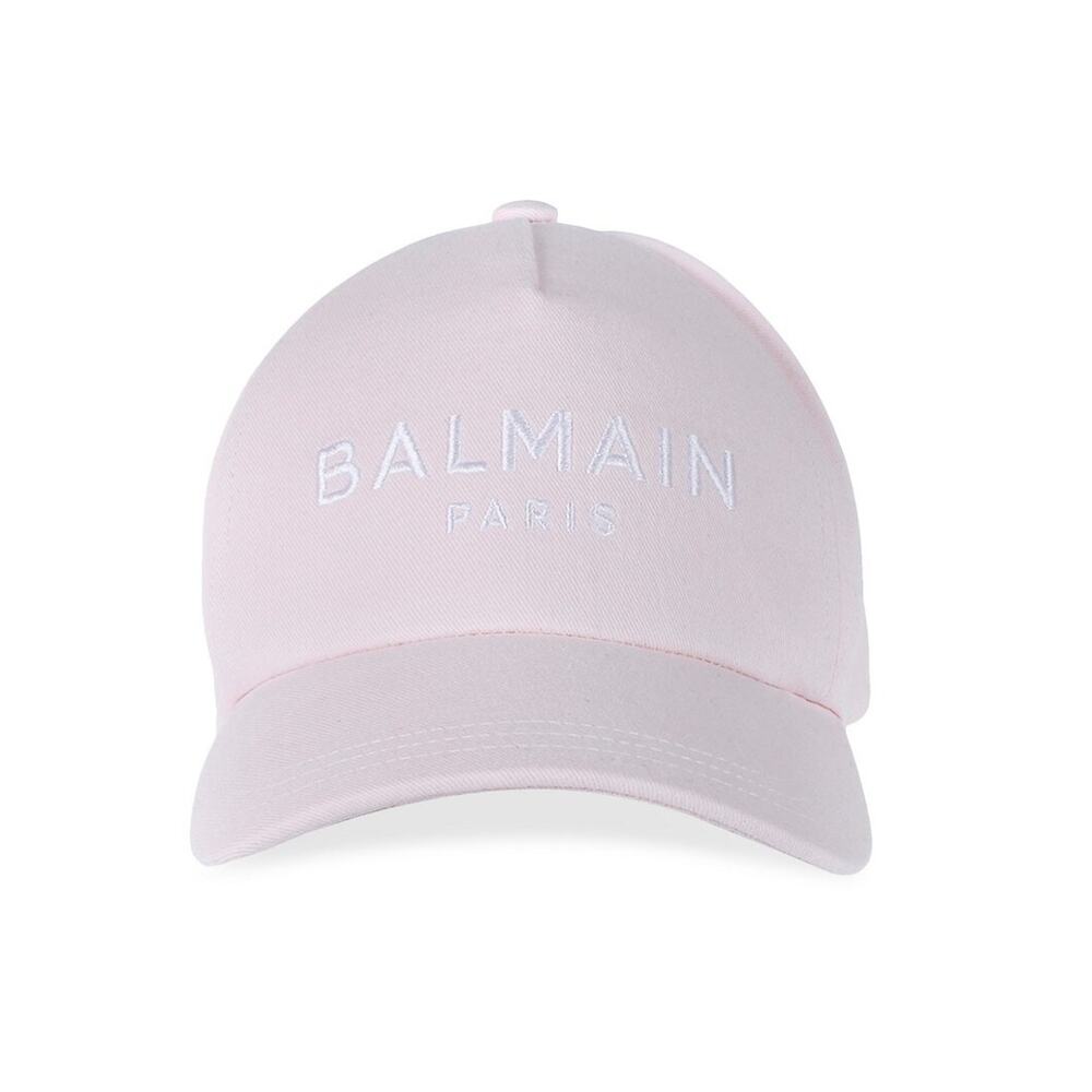 Balmain Logo Embroidered Rose Clair Cotton Twill Cap